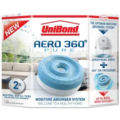 UNIBOND AERO 360 PURE MOISTURE ABSORBER REFILL TABS PK OF2