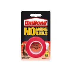 UNIBOND NO MORE NAILS DOUBLE SIDED MOUNTING TAPE ROLL 19MM X 1.5M