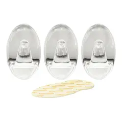 3 PCS TRANSPARENT REMOVABLE ADHESIVE HOOK 54 X 33 MM