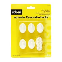 5 PCS REMOVABLE ADHESIVE PLASTIC HOOK 35 X 23 MM