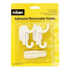2 PCS REMOVABLE ADHESIVE PLASTIC HOOK 50 X30 MM