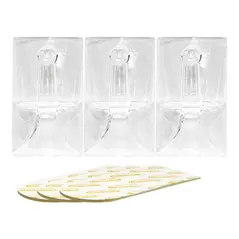 3 PCS REMOVABLE TRANSPARENT ADHESIVE HOOKS 50 X 30 MM