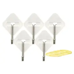 5 PCS REMOVABLE ADHESIVE METAL HOOKS WHITE 35 X 31 MM