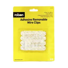 12 PCS LARGE REMOVABLE ADHESIVE WIRE CLIPS TRANSPARENT 22 X 28 MM