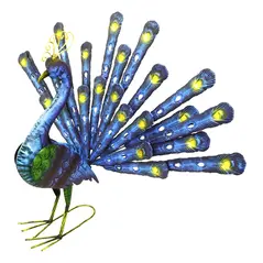 METAL FAN TAILED PEACOCK GARDEN ORNAMENT