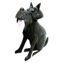 BLACK SCOOTY DOG GARDEN ORNAMENT