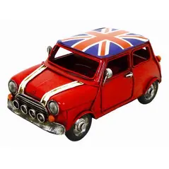 KREATIF KRAFT HAND PAINTED UNION JACK CAR METAL ORNAMENT