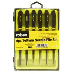 ROLSON NEEDLE FILE WITH RUBBER GRIP 140MM 6/PK