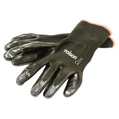 ROLSON BLACK NITRILE COAT WORK GLOVES L 4 PAIRS
