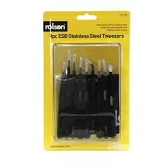 ROLSON ESD STAINLESS STEEL TWEEZER SET 9/PK